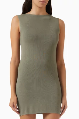 green emerald velvet dress St. Agni Linen Bias Halter Dress in Olive