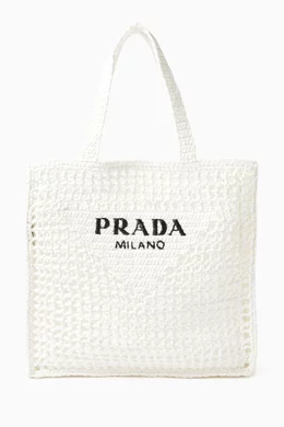 Buy Prada White Logo Crochet Tote Bag For Women Online | Ounass Oman