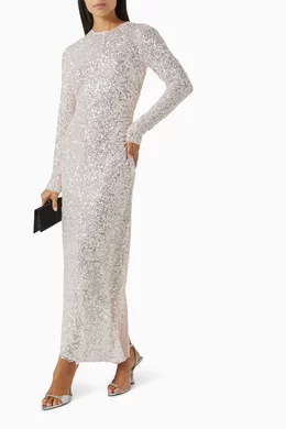 open lace back dress Sequined Dress in Light Lilac
