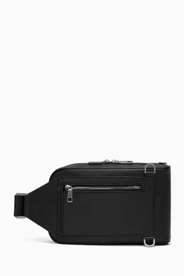 Buy Dolce & Gabbana Black Logo-embossed Belt Bag in Leather For