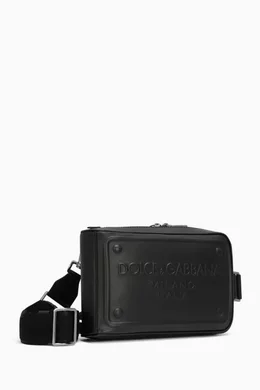 Buy Dolce & Gabbana Black Logo-embossed Belt Bag in Leather For