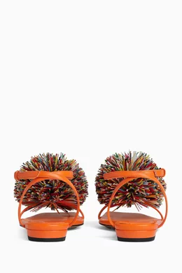 Buy Bottega Veneta Orange Adam Pom-pom Sandals in Leather