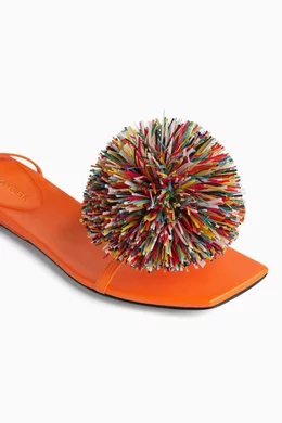 サンダル・ミュール BOTTEGA VENETA Orange leather Adam sandals Adam raffia-trimmed leather mules in orange - Bottega Veneta