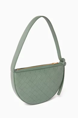 ショルダーバッグ・ポシェット BOTTEGA VENETA SAGE GREEN LEATHER MINI SUNRISE SHOULDER BAG Bottega Veneta: Green Mini Sunrise Bag | SSENSE