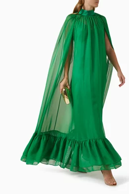 alice olivia lanelle maxi cape dress Alice + Olivia Lanelle Maxi Cape Dress in Green