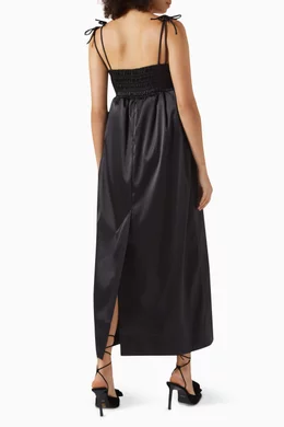 ganni double satin dress Printed Double Satin Mini Strap Dress