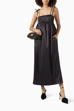 maxi bodycon black dress Thalyn Crepe Maxi Dress With Split / Black | MESHKI