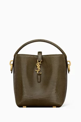 Buy SAINT LAURENT Green Le 37 Mini YSL Bucket Bag in Shiny Lizard
