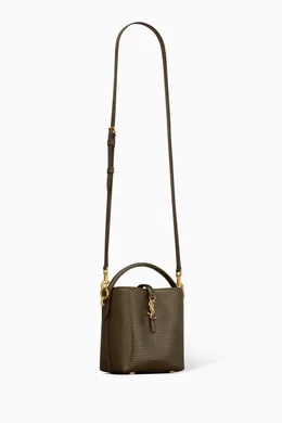 Buy SAINT LAURENT Green Le 37 Mini YSL Bucket Bag in Shiny Lizard