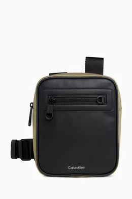 Buy Calvin Klein Green Small Convertible Reporter Crossbody Bag in Recycled Textile For Men Online Ounass Oman