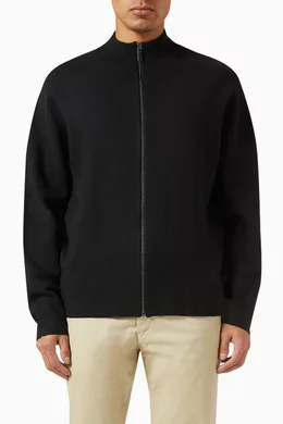 Buy Calvin Klein Black Milano Stitch Zip Sweater in Viscose-knit 