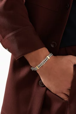 Buy David Yurman Silver Double Box Chain Bracelet in Sterling Silver 18kt Yellow Gold 10.5mm For Men Online Ounass Oman