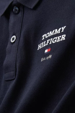 Buy Tommy Hilfiger Blue Embroidered Logo Polo Shirt in Cotton For Boys Online Ounass Oman