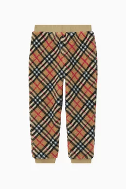 Buy Burberry Neutral Check Print Track Pants in Fleece For Boys