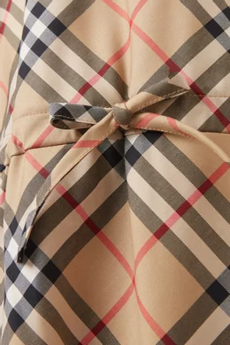 Buy Burberry Neutral Pleated Check Dress in Stretch Cotton For Girls Online  | Ounass Oman