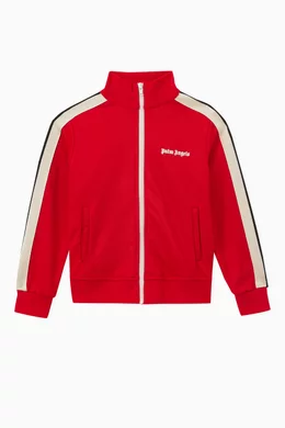 Buy Palm Angels Red Logo Print Track Jacket in Cotton-blend For