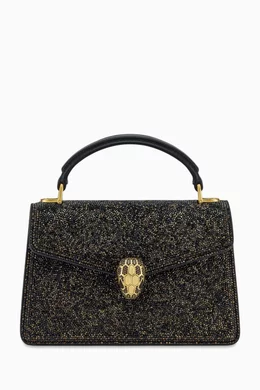 Buy BVLGARI Black Serpenti Forever Mini Top handle Bag in Crystal Suede For Women Online Ounass Oman