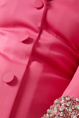 Buy Badgley Mischka Pink Embellished-cuff Coat Dress in Scuba For Women  Online | Ounass Oman