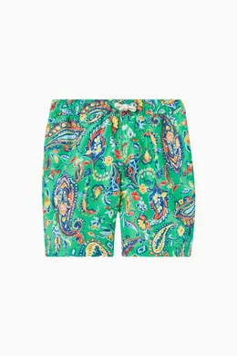Buy Polo Ralph Lauren Green Traveler Embroidered Swim Trunks in Polyester For Boys Online Ounass Oman
