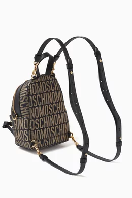 Buy Moschino Black Small Logo Jacquard Backpack in Nylon For Women