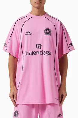 Buy Balenciaga Pink Paris Soccer Oversized T-shirt in