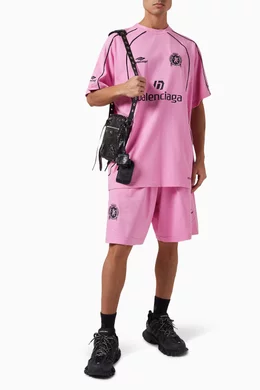 Buy Balenciaga Pink Football Crest Baggy Shorts For Men Online