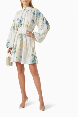 Buy byTiMo Blue Mini Dress in Linen For Women Online | Ounass Oman