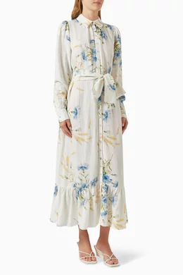 Buy byTiMo Blue Maxi Shirt Dress in Linen For Women Online | Ounass Oman