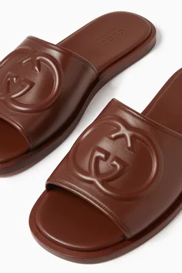 Buy Gucci Brown GG Slide Sandals in Leather For Men Online