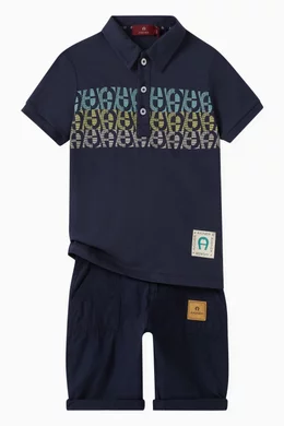 Buy AIGNER Blue Polo Shirt in Jersey For Boys Online Ounass Oman