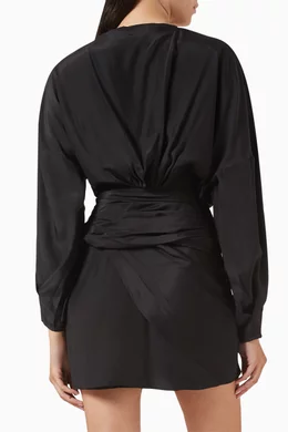 asuka black dress Gauge81 Asuka drapped silk Dress