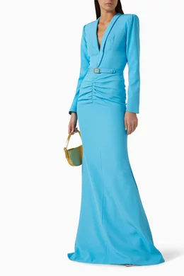 Buy Rhea Costa Blue Huda V-neck Maxi Dress in Crpe For Women Online |  Ounass Oman