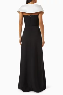 girl in black dress prom fight video Deep V-Neck High Slit Maxi Dress Black main image 0