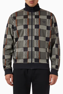 Buy Fred Perry Multicolour Glitch Tartan Track Jacket in