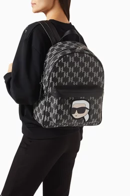 Buy KARL LAGERFELD Black K/Ikonik 2.0 Monogram Backpack For  display picture 2
