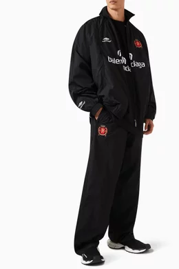 Buy Balenciaga Black Paris Soccer Tracksuit Jacket in Cotton For