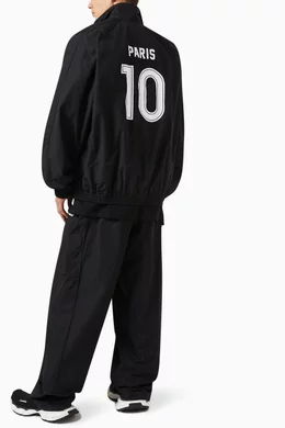 Buy Balenciaga Black Paris Soccer Tracksuit Jacket in Cotton For