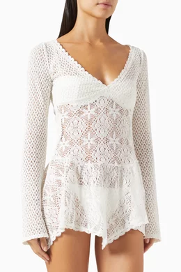 belle crochet mini dress Frankies Bikinis Belle Dress in White