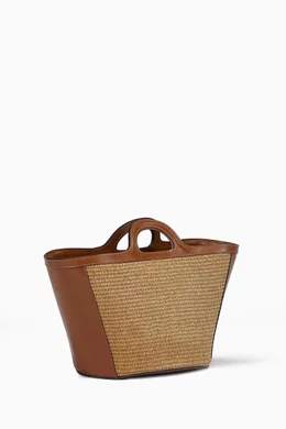 Buy Marni Brown Small Tropicalia Bag in Leather & Raffia-effect