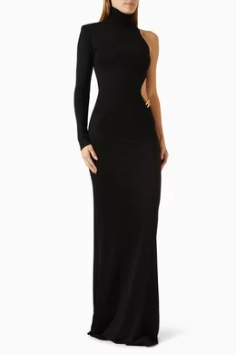 elisabetta franchi cut-out maxi dress Elisabetta Franchi cut-outs chain-detail Maxi Dress | Red