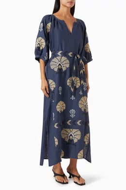 peacocks linen dress Linen Bow Front Midi Dress  Peacocks & Pearls Lexington