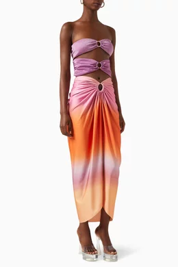 la lune asymmetrical gathered maxi dress lemon Shona Joy - La Lune Gathered Maxi Dress - Lemon