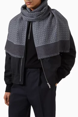 Buy Ferragamo Grey Gancini Scarf in Wool For Men Online Ounass Oman