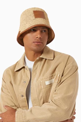 Buy Jacquemus Brown Le Bob Soli Bucket Hat in Raffia  display picture 3