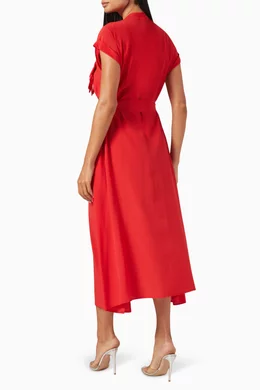 Buy Marella Red Forma Fringed Shirt Midi Dress in Silk-blend For Women  Online | Ounass Oman