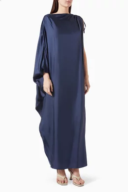 Buy BONDI BORN Blue Marfa Asymmetrical Maxi Dress in Silk For Women Online  | Ounass Oman