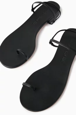 Buy Studio Amelia Black Edith Flat Sandals in Nappa Leather For