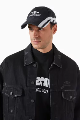 Buy Balenciaga Black 3B Sports Icon Cap in Cotton Drill For
