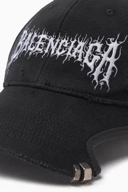 Buy Balenciaga Black DIY Metal Outline Baseball Cap in Cotton