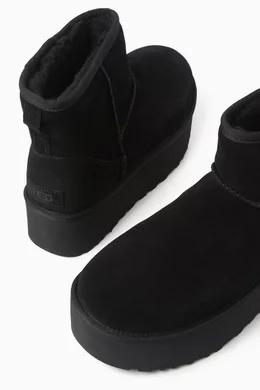 Ugg classic mini waterproof boots black suede 2025